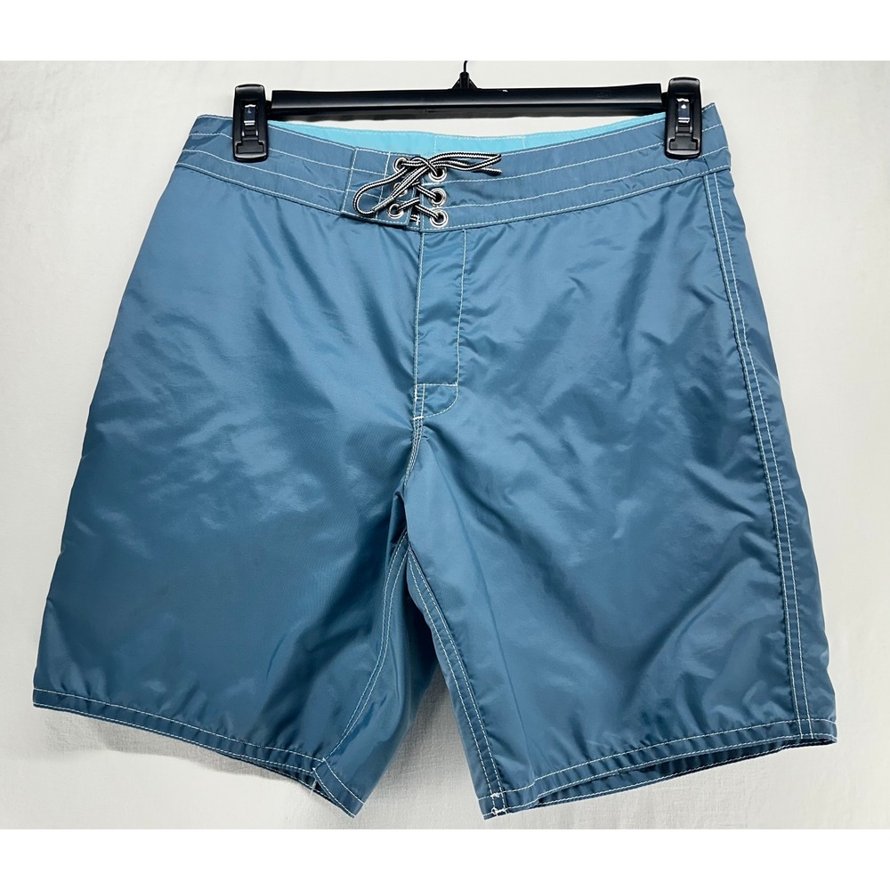 Birdwell Beach Britches Mens 32 Blue Nylon Board Shorts Surf Trunks Made in USA